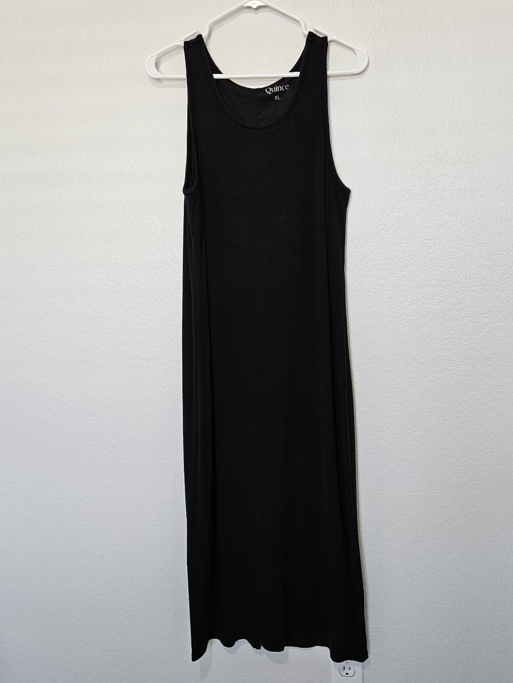 Quince Tencel Rib Knit Skeveless Black Dress Womens XL